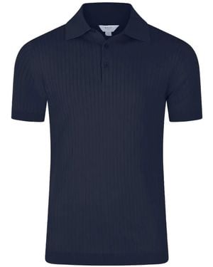 Malo Polo En Maille À Design Côtelé - Blue