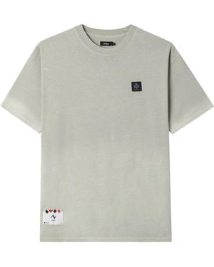 Izzue Spade-Print Logo-Patch T-Shirt - Gray