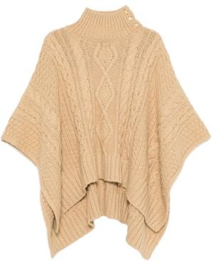 Ralph Lauren Poncho En Maille Torsadée - Neutre