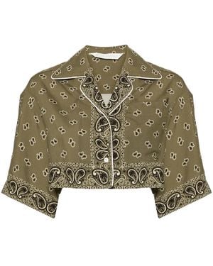 Palm Angels Paisley Print Cropped Shirt - Green