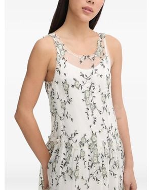 Munthe Floral-Embroidered Maxi Dress - Gray