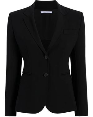 Another Tomorrow Doppio Cropped Blazer - Black