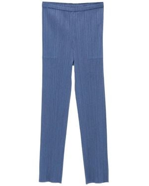 Pleats Please Issey Miyake Pleated Straight Trousers - Blue