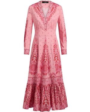 Etro Printed Poplin Midi Dress - Red