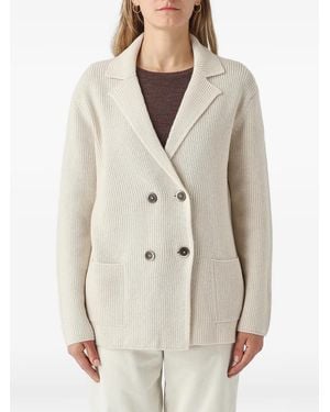Gran Sasso Ribbed Double-Breasted Jacket - Natural