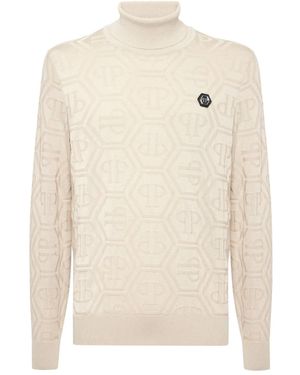 Philipp Plein モノグラム タートルネック セーター - ナチュラル