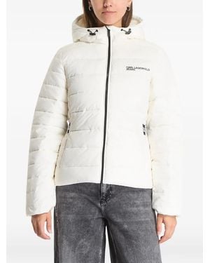 KARL LAGERFELD Logo-Print Quilted Jacket - White