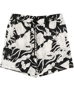 Amiri Shorts mit Blumen-Print - Schwarz