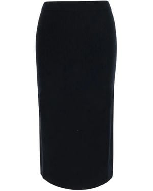 Max Mara Jupe Mi-Longue À Design Côtelé - Black