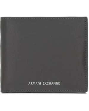 ARMANI EXCHANGE Logo-Lettering Bi-Fold Wallet - Gray