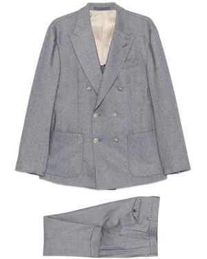Eleventy Peak-Lapel Double-Breasted Suit - Grey