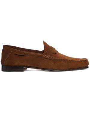 Tom Ford Penny-Detail Leather Loafers - Brown