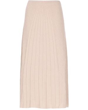 D.exterior Ribbed Midi Skirt - Natural