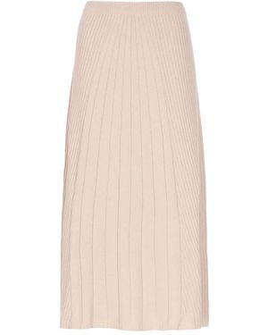 D.exterior Ribbed Midi Skirt - Natural