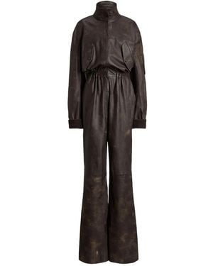Ralph Lauren High-Neck Leather Jumpsuit - Black