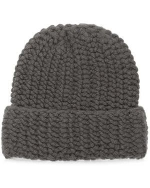 Liska Arala Chunky-Knit Cashmere Beanie Hat - Grey