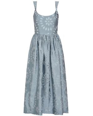 Markarian Apple Floral-Organza Corset Midi Dress - Blue