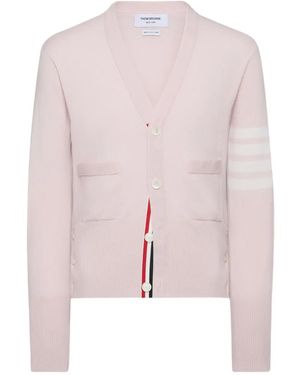 Thom Browne Four-Bar V-Neck Cardigan - Pink