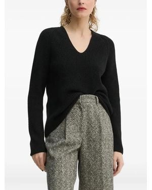 Marc O' Polo Ribbed V-Neck Jumper - Black