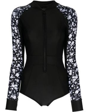 Duskii Bañador Con Estampado Floral - Negro