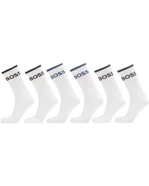 HUGO Set De Seis Pares De Calcetines Con Logo - Blanco