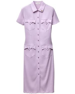 Versace Stretch Georgette Viscose Midi Dress - Purple