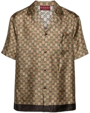 Gucci GG-Horsebit Silk Shirt - Brown