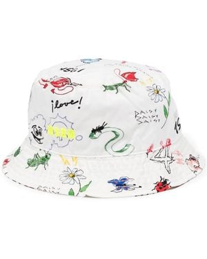 MSGM Graphic-Print Bucket Hat - White