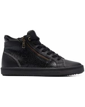 Geox Croc-Effect High-Top Trainers - Black