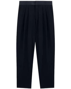Giorgio Armani Pantalon Plissé À Bords Satinés - Blue