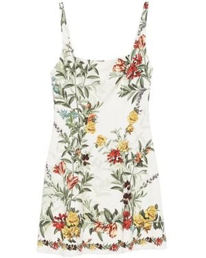 Alice + Olivia Floral-Print Square-Neck Mini Dress - White