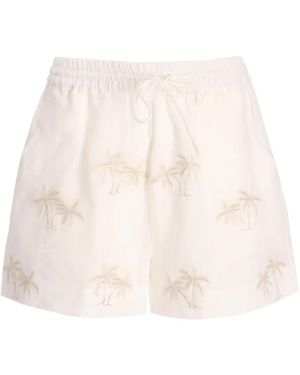 BENARAS BY CITRUS Palm-Tree Linen Shorts - Natural