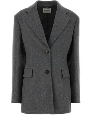 Miu Miu Blazer mit Logo-Prägung - Schwarz