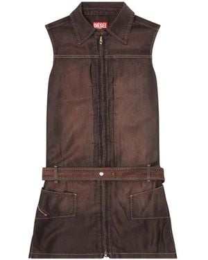 DIESEL Belted Sleeveless Dress - Brown