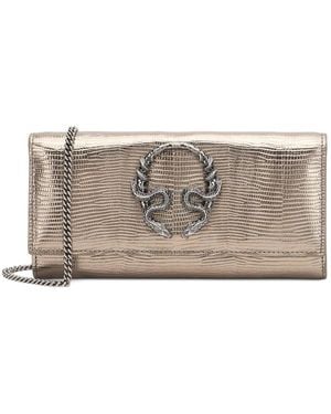 Roberto Cavalli Metallic Reptile-Effect Wallet - Grey
