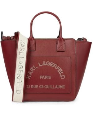 KARL LAGERFELD Small K/Daily Pocket Tote Bag - Red
