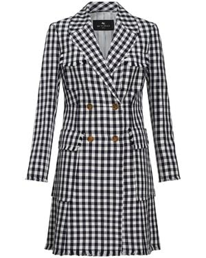 Etro Cappotto Doppiopetto A Quadretti - Bianco