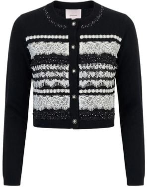 Cinq À Sept Isolde Lace-Panelled Cardigan - Black