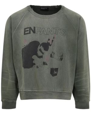 Enfants Riches Deprimes My Death My Life Logo-Detail Raglan-Sleeves Crewneck Sweatshirt - Green