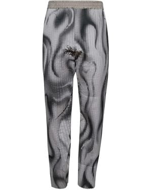 Casella Meyer Pleated Swirl-Print Trousers - Grey