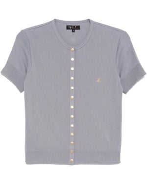 agnès b. Short-Sleeved Snap Top - Blue