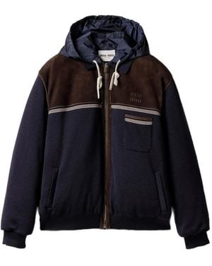 Miu Miu Drawstrings Hooded Jacket - Blue
