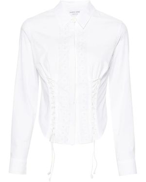 Marine Serre Regenerated Household Linen Shirt - Women's - Viscose/acetate/cotton/spandex/elastane - White