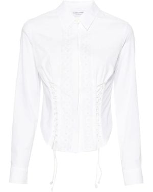 Marine Serre Regenerated Household Linen Shirt - Women's - Viscose/acetate/cotton/spandex/elastane - White