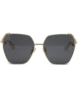 Roberto Cavalli Geometric-Frame Snake-Detail Sunglasses - Grey