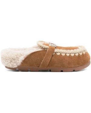 Mou Logo-Plaque Mules - Brown