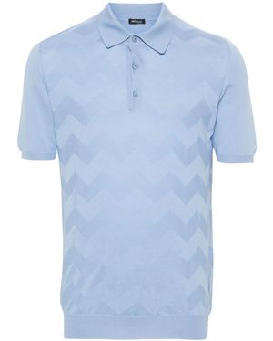 Kiton Poloshirt Mit Zickzackmuster - Blau