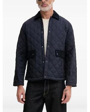 Benetton Quilted Corduroy-Collar Jacket - Blue