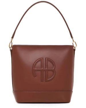 Anine Bing Lili Logo-Embossed Shoulder Bag - Brown