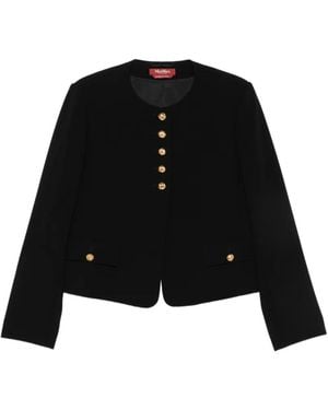 Max Mara Paniere Button-Up Collarless Jacket - Black